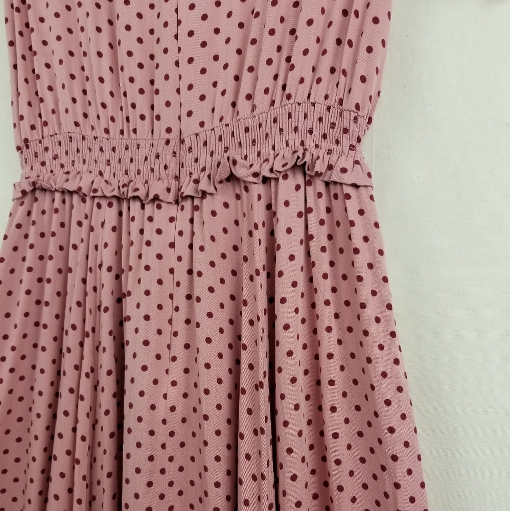 Gal Meets Glam Corinne Mauve Polka Dot Cinch Waist A-line Dress Size Small - Picture 12 of 15